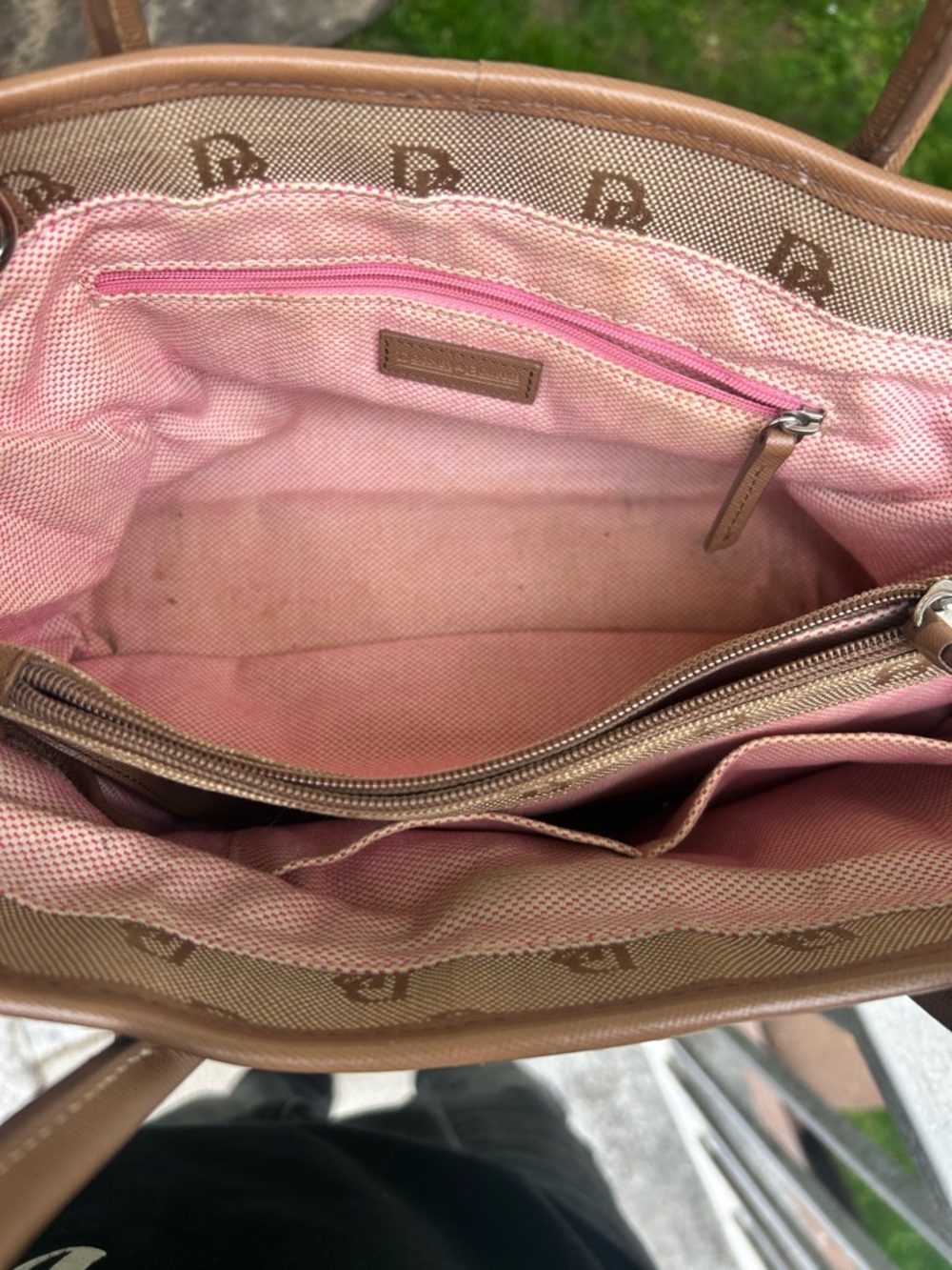 Dooney & Bourke Tan Logo Tote with Leather Trim - Picture 5 of 6